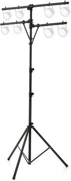 S AFSTAR Pro Audio Tripod, Multi Arm Tripod w/ 6.1-11.5 FT Adjustable Height, Portable T Bar Lighting Stand w/ 100 LBS Capacity, DJ Lighting Stand Suitable for Stage Bar Banquet Party