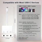 Headphone Adapter for iPad, Headphone Splitter for 2 Headphones,3 in 1 USB C to 3.5mm Jack Audio Adapter with 60W Fast Charging Compatible with S24/23 Ultra.
