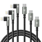 90 Degree USB C to Lightning 10FT, iPhone Charger [Apple MFi Certified] 3Pack Fast Charging Cables Cord,10 Foot Right Angle Nylon Braided USB C Lightning Cable for iPhone 14/13/12/11/Pro Max/Plus/8/7