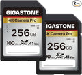 [5-Yrs Free Data Recovery] GIGASTONE 256GB 2-Pack SD Card, 4K Camera Pro, A1 V30 SDXC Memory Card 4K UHD Video Compatible with Canon Digital Camera, with 2 Mini Cases