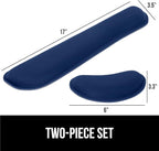 GORILLA GRIP Silky Gel Memory Foam Wrist Rest for Computer Keyboard, Mouse, Ergonomic Design for Typing Pain Relief, Desk Pads Support Hand and Arm, Mousepad Rests, Stain Resistant, 2 Piece Pad, Navy