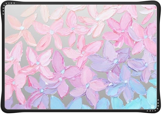 CASETiFY Impact MacBook Air 15" (M2-M4) Case [Cushioned Impact Corners/Scratch-Resistant/Anti-Slip Grip] - Clear Hydrangea Blooms - Clear Black