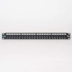 ICC CAT6 Feed-Through Patch Panel, 24 Port, 1U Rackmount, RJ45 Ethernet Patch Panel, No Punch Down, PoE++ and TAA Compliant, Black