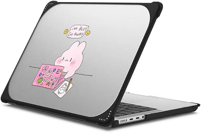 CASETiFY Bounce MacBook Pro 16-inch (M3/M4) Case [Enhanced Protective Corner Design/Ventilation Cutouts/Anti-Slip Grip] - I'm Busy MacBook Case by Tabetaaii - Clear Black