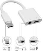 [MFi Certified] 2Pack iPhone 16 15 Headphone Adapter,2 in 1 USB C to 3.5mm Aux Audio Dongle +Charge Splitter Headphone Accessories Compatible with iPhone 16/16 Pro/16 Pro Max/iPhone15/15Pro/15Pro Max