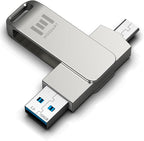 MOSDART 128GB USB3.1 Fast Speed C and A Dual Flash Drive, exFAT Memory Stick with Keychain Loop, for iPhone 15 and 16, Android Phone, iPad, MacBook, Silver