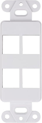 10 Pack Keystone Wall Plate 4 Port, White Decorator Insert Cover for Ethernet, HDMI, Coax, Cat6 Cat5, RJ45, Home & Office Installations
