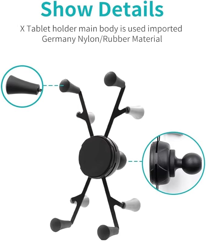 Strg Tablet Mount with U-Bolt Mount Base for Rails 0.5'' to 1.25'' in Diameter for 6" Tablets, Motorcycle Tablet Holder for Bike Motorcycle ATV/UTV and More Rails