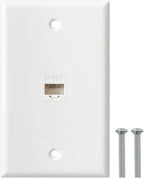 Ethernet Wall Plate, 1 Port Cat6 RJ45 Keystone Inline Coupler Wall Plate for Cat7/6/5/5e Ethernet Devices - White