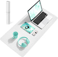 YSAGi Non-Slip Leather Desk Pad, Waterproof Laptop Computer Desk Keyboard Mat, Table Protector Blotter Mat, Large Mouse Pad for Office/Work/Home/Decor(White, 31.5" x 15.7")