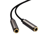 REXUS Grey 2-Pack 3.5mm Y Splitter Stereo Audio Cable 4-Pole Male to 2 Female for Headphone, Headset Splitter Adapter Extension Aux Cable, Compatible MobilePhone and New Version Laptop(M22F35Gx2)