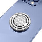 Phone Grip Holder, Phone Ring Holder Finger Kickstand, Foldable & Adjustable Rotatable Double Metal Cell Phone Rings Gripper Stand for iPhone Samsung & Other Phones - Silver Carbonite Weave