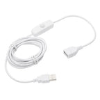 MECCANIXITY USB Extension Cable with ON/Off Button Switch 2m USB Male to Female Extension Cord for Desk Lamp Fan LED Light Strip White Pack of 1