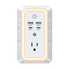 Multi Plug Outlet, USB Wall Charger, Surge Protector, 7 Outlet Extender with 4 USB Charging Ports (2 USB C) 1680J Power Strips Outlets with Night Light, Wall Plug Adapter Spaced for Home Travel Office