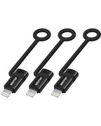 [MFi Certified] 36W USB C to Lightning Cable Adapter, Support Data Sync/PD Fast Charging Compatible with iPhone iPad AirPods, with Anti-Lost Holder - Black 3 Pack
