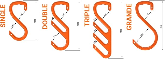 HIGH 5 Hook Double - Heavy Duty, Industrial Safety Hook for Hanging Cables, Cords, Hoses and Welding Leads. 250 lb Capacity (Box of 20)