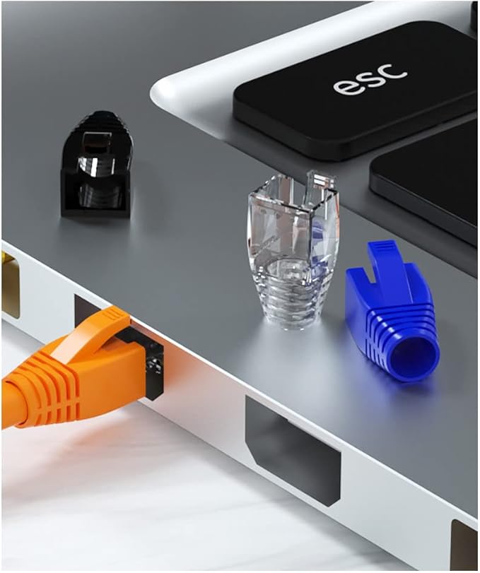 50 Pcs Cat7 Cat7A Cat8 Strain Relief Boot, RJ45 Plug Connector Cover Modular Network Plug Connector Cap Cable Connector Boots, Orange