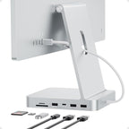 USB C HUB for iMac 24 inch 2021/2023/2024, PULWTOP USB Hub Adapter iMac Accessories for i-Mac M1/M3/M4 with USB C 10Gbps 3*USB A SD/TF, Docking Station Support Expand M.2 SSD (Not Included), Silver