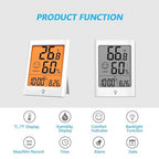 Digital Indoor Thermometer for Room, Smart Temperature Humidity Monitor with Backlight, Comfort Indicator, Max/Min Record, Time, Calendar, Alarm, °c/°f Switch for Bedroom, School