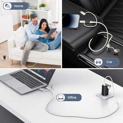 USB C to Multi Charging Cable, USAMS 100W 4FT 5A Type C to Type C Fast Charger Charging Cord with LED Display 5-in-1 C/A to C/Micro/IP Sync Charger Adapter Compatible for Laptop/Tablet/Phone