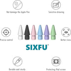 6 Color Tips for Apple Pencil tip, Apple Pen Tip Compatible with iPad Pencil Tip with Cover Case for Apple Pencil Pro/USB-C/ 1st Gen/ 2nd Generation iPencil(White,Black,Pink,Blue,Purple,Green)