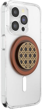 PopSockets Phone Grip for MagSafe with Kickstand, Magnetic Stand, Swappable Top, Secure Hold for iPhone MagSafe Cases, Phone & Tablet Grip - Wood Res-Raising Cane