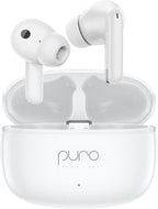 Puro Sound Labs PuroQuiet-Air Active Noise Cancelling Bluetooth Earbuds, Volume-Limited Wireless Earphones for Safe Listening, Soft Touch, Type-C Charging with Built-In Microphone & Secure Fit – White