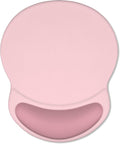 ITNRSIIET Ergonomic Mouse Pad with Comfort Gel Wrist Rest, Non-Slip PU Base, Smooth Textured Surface, Reduces Hand Fatigue & Wrist Pain, 8.7 x 7.2 Inch for Office Gaming Home, Pink Accent