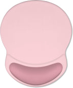 ITNRSIIET Ergonomic Mouse Pad with Comfort Gel Wrist Rest, Non-Slip PU Base, Smooth Textured Surface, Reduces Hand Fatigue & Wrist Pain, 8.7 x 7.2 Inch for Office Gaming Home, Pink Accent