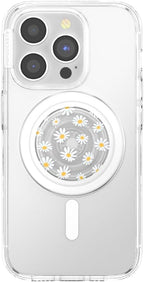 PopSockets Phone Grip for MagSafe with Kickstand, Magnetic Stand, Swappable Top, Secure Hold for iPhone MagSafe Cases, Phone & Tablet Grip, Cute PopSockets - Translucent He Loves Me Not