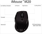 Adesso iMouse M20B - Wireless Ergonomic Optical Mouse, Black