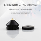 4Pcs Speaker Isolation Spikes Floor Protectors Shockproof Speaker Isolation Spikes with Base Pad for Speaker,Subwoofer,Amplifier,Turntable,Recorder CD DAC with 3m Adhesive (Black)