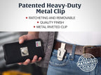 Turtleback Belt Clip for iPhone 16 Pro, 16e, 15 pro 14 Pro 13 Pro -Medium- Fits w/Shockproof Commuter Style Cases, Premium Black Nylon, Horizontal Belt Holder, Magnetic Closure HD Rotating Clip