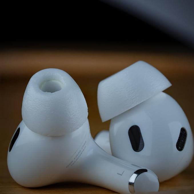 Comply TrueGrip MAX | Premium Memory Foam Replacement Earbud Tips for Apple AirPods Pro 1 & 2 | Long Lasting Comfort, Extreme Durability, Secure Fit, Superior Noise Isolation| White (Large) (3 Pairs)