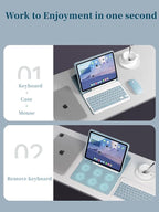 AnMengXinLing Keyboard Case for iPad 11th(A16)/iPad 10th Generation 2022 with Mouse Detachable Wireless Bluetooth Keyboard Pencil Holder Slim Leather Cover for iPad11/iPad10, (Blue)