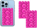 2024 Upgrade 2PCS Silicone Suction Cup Phone Case Adhesive Mount,Adhesive Grip, Sticky Suction Cup Phone Holder & Suction Phone case Holder TikTok & Selfies (Hot Pink, 3+16 Single Sided)