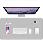 PU Leather Desk Pad Protector Gaming Mouse Pad Non Slip Desk Mat for Keyboard and Mouse Waterproof Desk Writing Pad for Office and Home Desk Accessories(Gray, 35.4 * 17.7)