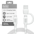 BLACK+DECKER USB C Multi Charging Cable, Fast Multi Charger Cable w/Adapter, Braided 2 in 1 Multiple USB Cable, Universal Charging Cord w/Type C/USB Adapter for iPhone 16 15/Samsung/LG/Tablets/More