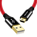 AGVEE 3.3ft Mini USB Cable, Braided Durable USB-A to Mini-B Charger Charging Cord for TI-84, Garmin GPS, Go-Pro Hero 4 3 2 HD, PS3 Controller, Canon Camera, Blue Yeti Microphone, Red
