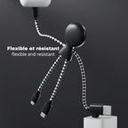 Mr Bio 4 in 1 Multi USB Cable Octopus Design Black - Universal Recycled Plastic Charger - USB Plug - USB-C - Lightning - Micro USB for Universal Smartphone