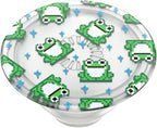 PopSockets Plant- Based Phone Grip with Expanding Kickstand, Adhesive Grip, Eco- Friendly - Translucent 8 Bit Frogs