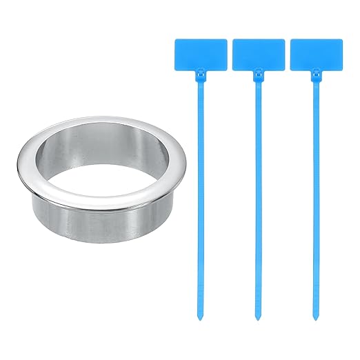 uxcell Desk Grommet, 1-3/4" (45mm) Zinc Alloy Cable Hole Cover Wire Cord Organizer with Marked Cable Ties for Home Office Desktop Wire, Silver Tone