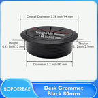 Desk Grommet 3-1/8" (80 mm), Desk Hole Cover for Cables Black, Cable Grommet ABS Plastic, Desk Hole Grommet for Office and Home Table Cable, Detachable & Flexible Cable Cord Organizer-2 Pcs