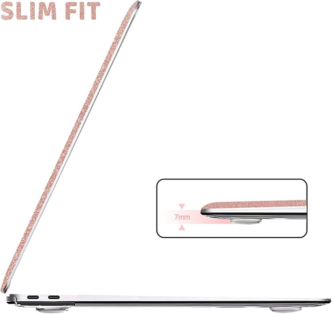 Anban Compatible with MacBook Pro 13 inch Case M2 2025-2016 M1 A2338 A2251 A2289 A2159 A1989 A1706 A1708, Plastic Hard Shell+Keyboard Cover+Screen Skin for MacBook Pro 13.3 inch Case, Shiny Rose Gold