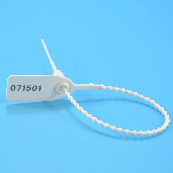 Plastic Tamper Seals, Zip Ties for Fire Extinguishers Pull Tite Security Tags Numbered Disposable Self-Locking Tie 250mm Length (100 PCS, White)