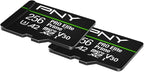 PNY 256GB PRO Elite Prime™ C10 U3 V30 A2 microSDXC Flash Memory Card – Ultra-Fast Speeds, Read 200MB/s, Write 150MB/s, 4K UHD, Full HD, UHS-I, for Smartphones, Drones, Action Cameras, 2-Pack