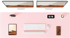 YSAGi Leather Desk Pad Protector, Office Desk Mat, Large Mouse Pad, Non-Slip PU Leather Desk Blotter, Laptop Desk Pad, Waterproof Desk Writing Pad for Office and Home (Light Pink, 47" x 17")