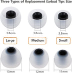 Earbud Tips Earbud Replacement Pieces Silicone Soft and Comfortable Compatible with Senso, Tozo, Sony & Other Inner Hole 3.8mm -5.1mm Earbud in-Ear Headphones 9 Pairs S/M/L