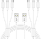 Multi Charger Cable 6Ft 2Pack, 3 in 1 Charging Cord, Universal Phone Charger, Multiple Charger Wire USB-A to Lightning/USB-Type C/Micro USB Connectors for Cellphone, Tablets and More (Charging Only)