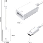 Type-c to USB Adapter, USB-C to USB-A 3.1 Gen1 Female Adapter Cable Converter, 5Gbps High-Speed, for Laptops, Tablets, Phones, USB Flash Drive,Card Reader,MIDI Keyboard, Mouse White
